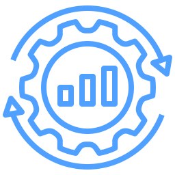 A chart and gear icon illustrating the capturing of information with accuracy for back-office efficiency.